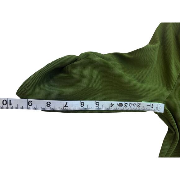 Ladies Medium Ralph Lauren olive green rib jersey dress button roll-tab sleeve - Picture 9 of 13